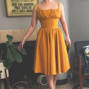 FINAL PRICE DROP Pinup Girl Holly Dress in Mustard (runs small)
